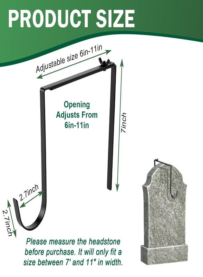 ECcandiedhaws 2Pcs Christmas Headstone Wreath Hangers--Fit 6"-11" Upright Grave Markers, Adjustable Stainless Steel Cemetery Wreath Holder, Suitable for Memorial Decor for Christmas Easter Veterans Day All Seasons - Image 2